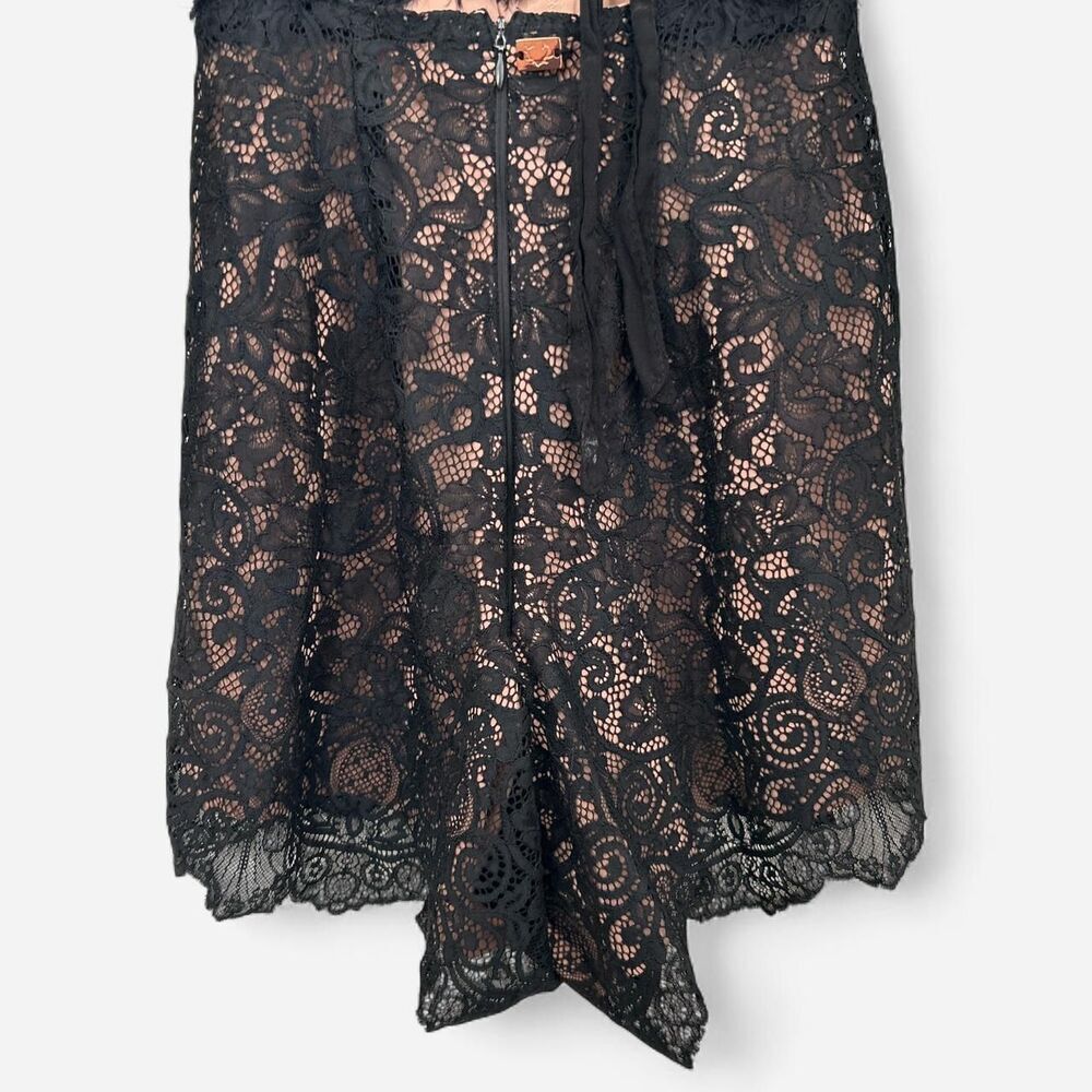 For Love & Lemons Knitz Francoise Fuzzy Lace Romper – Black Open Back Bow S - Picture 6 of 8